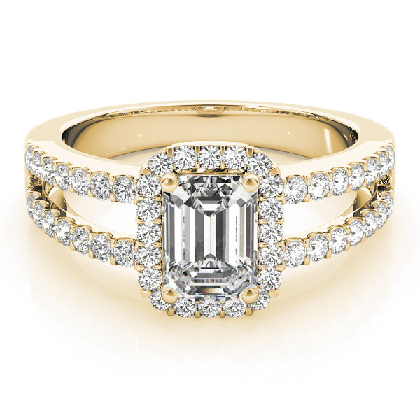 Devoted Halo Emerald Diamond Engagement Ring in 10K/14K gold and platinum with certified lab-grown or natural diamonds