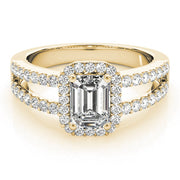Devoted Halo Emerald Diamond Engagement Ring in 10K/14K gold and platinum with certified lab-grown or natural diamonds