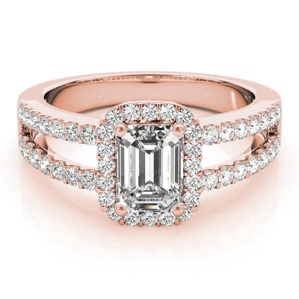 Devoted Halo Emerald Diamond Engagement Ring in 10K/14K gold and platinum with certified lab-grown or natural diamonds