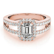 Devoted Halo Emerald Diamond Engagement Ring in 10K/14K gold and platinum with certified lab-grown or natural diamonds