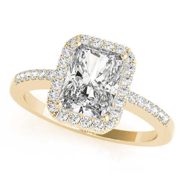 Adored Halo Emerald Diamond Engagement Ring in 10K/14K gold and platinum with certified lab-grown or natural diamonds