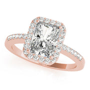 Adored Halo Emerald Diamond Engagement Ring in 10K/14K gold and platinum with certified lab-grown or natural diamonds