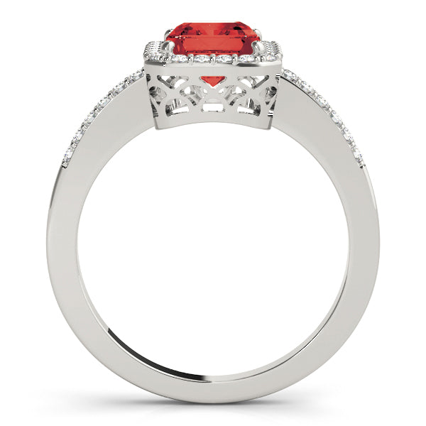 Adored Halo Emerald Diamond Engagement Ring in 10K/14K gold and platinum with certified lab-grown or natural diamonds
