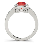Adored Halo Emerald Diamond Engagement Ring in 10K/14K gold and platinum with certified lab-grown or natural diamonds