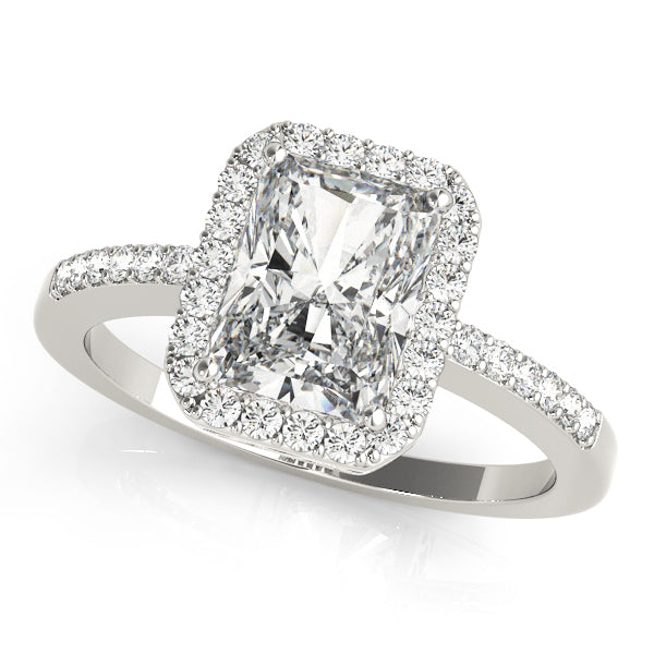 Adored Halo Emerald Diamond Engagement Ring in 10K/14K gold and platinum with certified lab-grown or natural diamonds