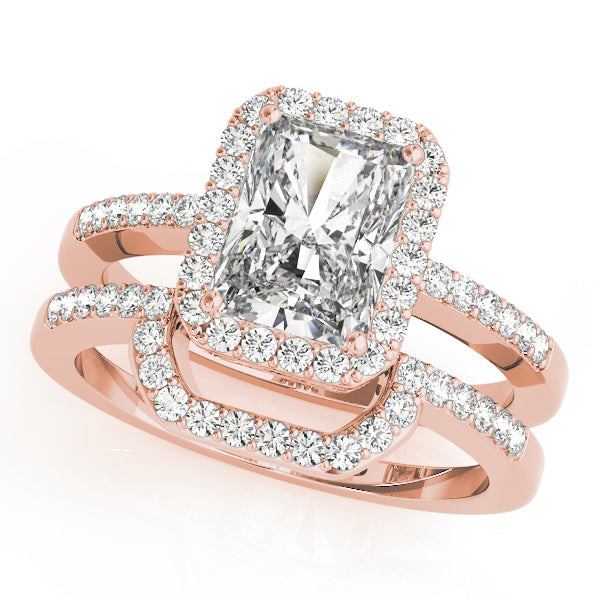 Adored Halo Emerald Diamond Engagement Ring in 10K/14K gold and platinum with certified lab-grown or natural diamonds