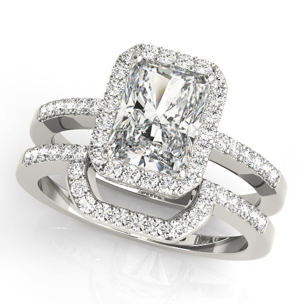 Adored Halo Emerald Diamond Engagement Ring in 10K/14K gold and platinum with certified lab-grown or natural diamonds