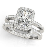 Adored Halo Emerald Diamond Engagement Ring in 10K/14K gold and platinum with certified lab-grown or natural diamonds