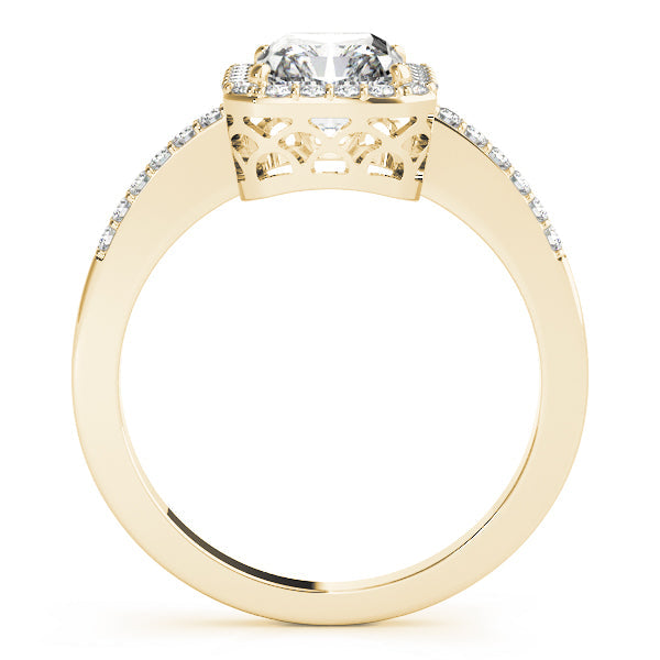 Adored Halo Emerald Diamond Engagement Ring in 10K/14K gold and platinum with certified lab-grown or natural diamonds