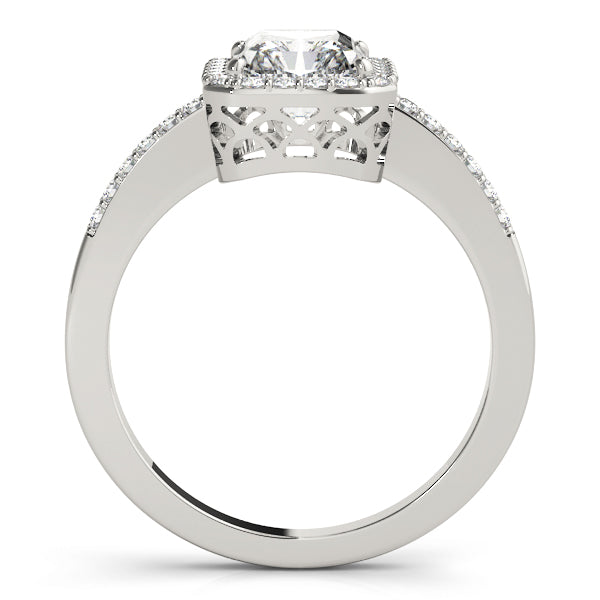 Adored Halo Emerald Diamond Engagement Ring in 10K/14K gold and platinum with certified lab-grown or natural diamonds