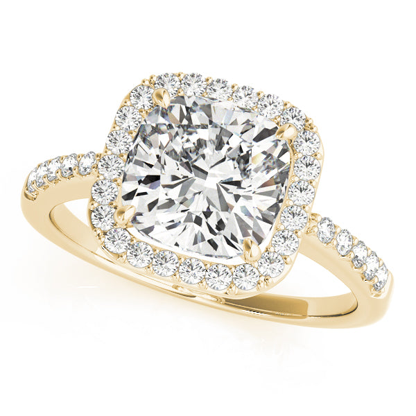 Classic Halo Cushion Diamond Engagement Ring in 10K/14K gold and platinum with certified lab-grown or natural diamonds