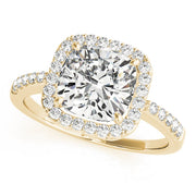 Classic Halo Cushion Diamond Engagement Ring in 10K/14K gold and platinum with certified lab-grown or natural diamonds