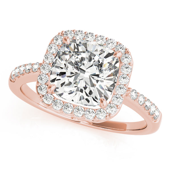 Classic Halo Cushion Diamond Engagement Ring in 10K/14K gold and platinum with certified lab-grown or natural diamonds