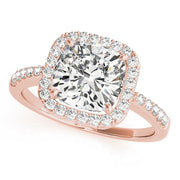 Classic Halo Cushion Diamond Engagement Ring in 10K/14K gold and platinum with certified lab-grown or natural diamonds