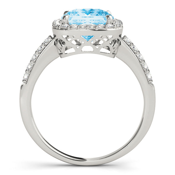 Classic Halo Cushion Diamond Engagement Ring in 10K/14K gold and platinum with certified lab-grown or natural diamonds