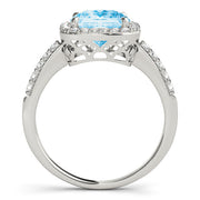 Classic Halo Cushion Diamond Engagement Ring in 10K/14K gold and platinum with certified lab-grown or natural diamonds