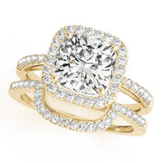 Classic Halo Cushion Diamond Engagement Ring in 10K/14K gold and platinum with certified lab-grown or natural diamonds
