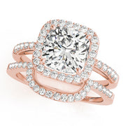 Classic Halo Cushion Diamond Engagement Ring in 10K/14K gold and platinum with certified lab-grown or natural diamonds