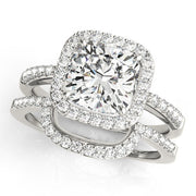 Classic Halo Cushion Diamond Engagement Ring in 10K/14K gold and platinum with certified lab-grown or natural diamonds