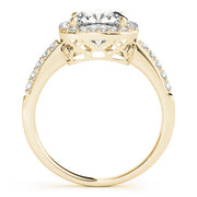 Classic Halo Cushion Diamond Engagement Ring in 10K/14K gold and platinum with certified lab-grown or natural diamonds