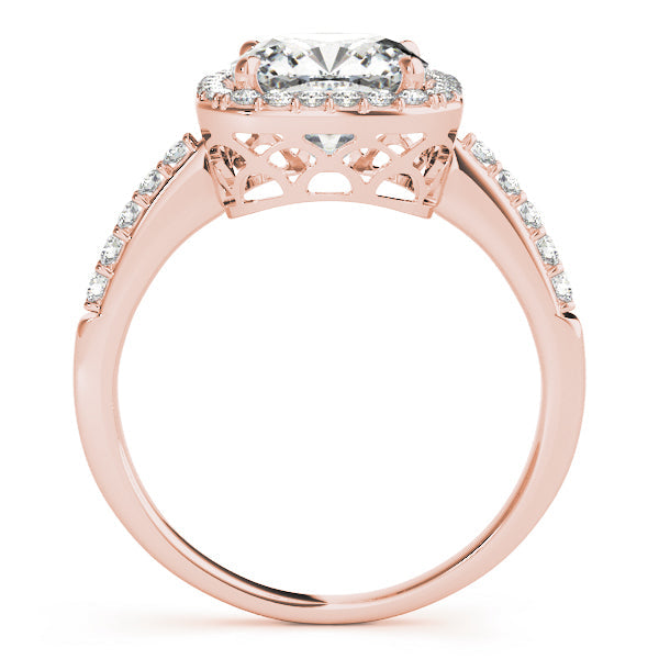 Classic Halo Cushion Diamond Engagement Ring in 10K/14K gold and platinum with certified lab-grown or natural diamonds