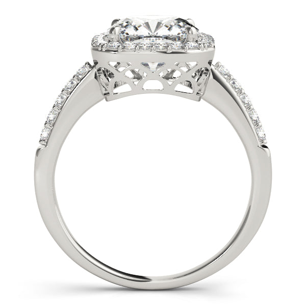 Classic Halo Cushion Diamond Engagement Ring in 10K/14K gold and platinum with certified lab-grown or natural diamonds