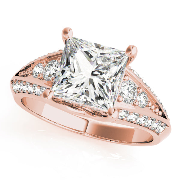 Multi-Row Princess Diamond Engagement Ring in 10K/14K gold and platinum with certified lab-grown or natural diamonds