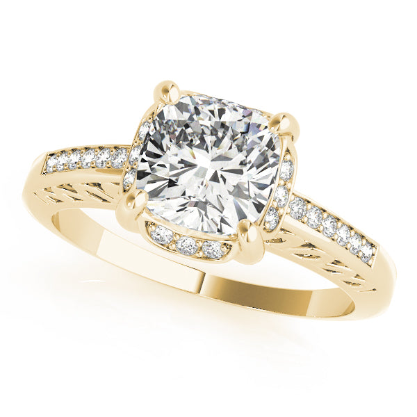 Graceful Prong-Set Cushion Diamond Engagement Ring in 10K/14K gold and platinum with certified lab-grown or natural diamonds