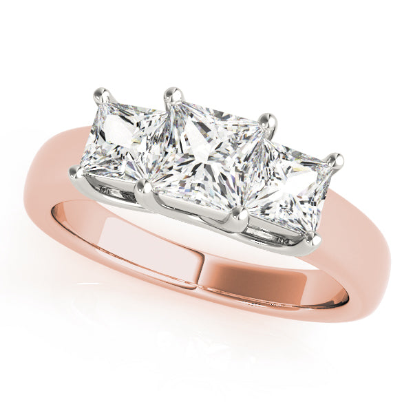 Luxury Princess Diamond Three Stone Ring in 10K/14K gold and platinum with certified lab-grown or natural diamonds