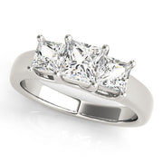 Luxury Princess Diamond Three Stone Ring in 10K/14K gold and platinum with certified lab-grown or natural diamonds