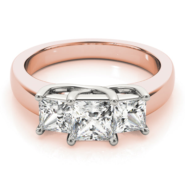 Luxury Princess Diamond Three Stone Ring in 10K/14K gold and platinum with certified lab-grown or natural diamonds