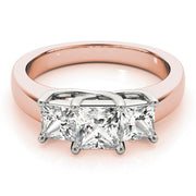Luxury Princess Diamond Three Stone Ring in 10K/14K gold and platinum with certified lab-grown or natural diamonds