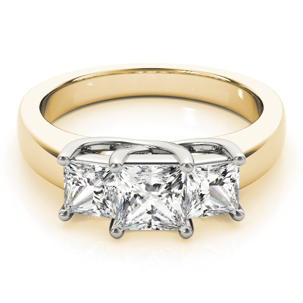 Luxury Princess Diamond Three Stone Ring in 10K/14K gold and platinum with certified lab-grown or natural diamonds