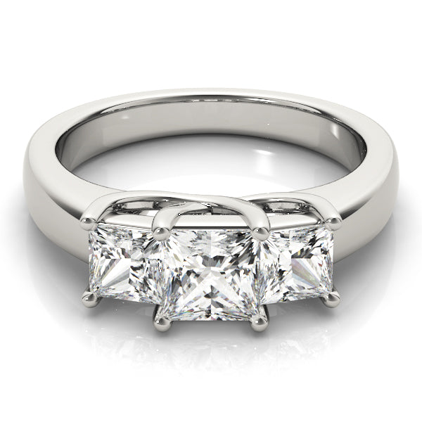 Luxury Princess Diamond Three Stone Ring in 10K/14K gold and platinum with certified lab-grown or natural diamonds
