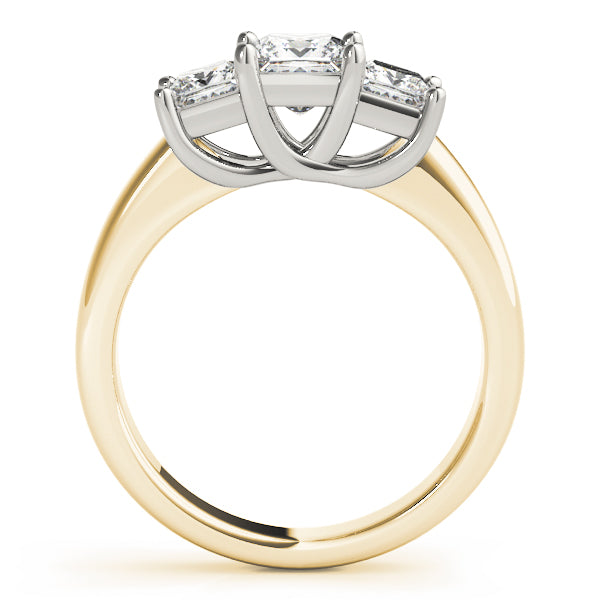 Luxury Princess Diamond Three Stone Ring in 10K/14K gold and platinum with certified lab-grown or natural diamonds