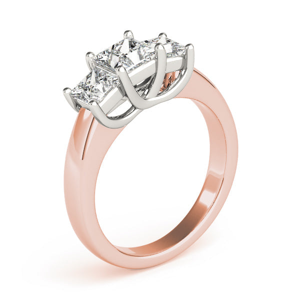 Luxury Princess Diamond Three Stone Ring in 10K/14K gold and platinum with certified lab-grown or natural diamonds