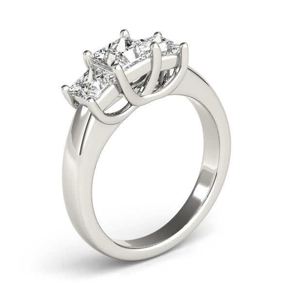 Luxury Princess Diamond Three Stone Ring in 10K/14K gold and platinum with certified lab-grown or natural diamonds