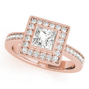 Noble Halo Princess Diamond Engagement Ring in 10K/14K gold and platinum with certified lab-grown or natural diamonds