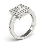 Noble Halo Princess Diamond Engagement Ring in 10K/14K gold and platinum with certified lab-grown or natural diamonds