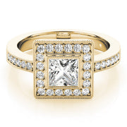 Noble Halo Princess Diamond Engagement Ring in 10K/14K gold and platinum with certified lab-grown or natural diamonds