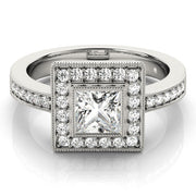 Noble Halo Princess Diamond Engagement Ring in 10K/14K gold and platinum with certified lab-grown or natural diamonds