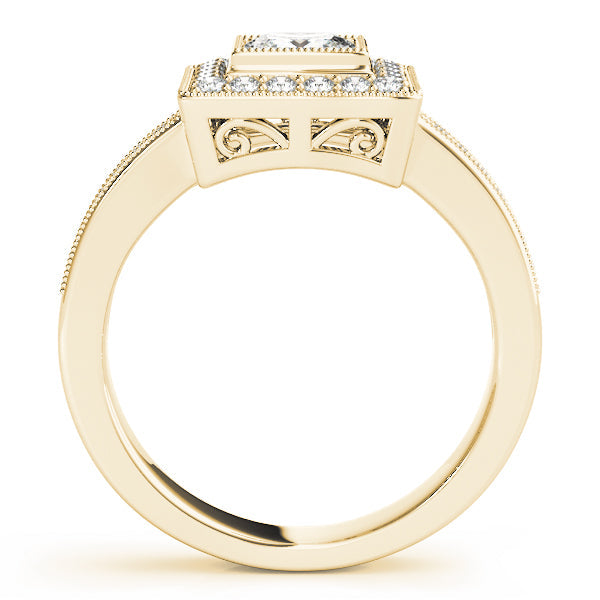 Noble Halo Princess Diamond Engagement Ring in 10K/14K gold and platinum with certified lab-grown or natural diamonds