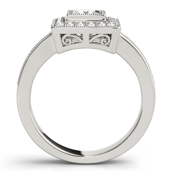 Noble Halo Princess Diamond Engagement Ring in 10K/14K gold and platinum with certified lab-grown or natural diamonds