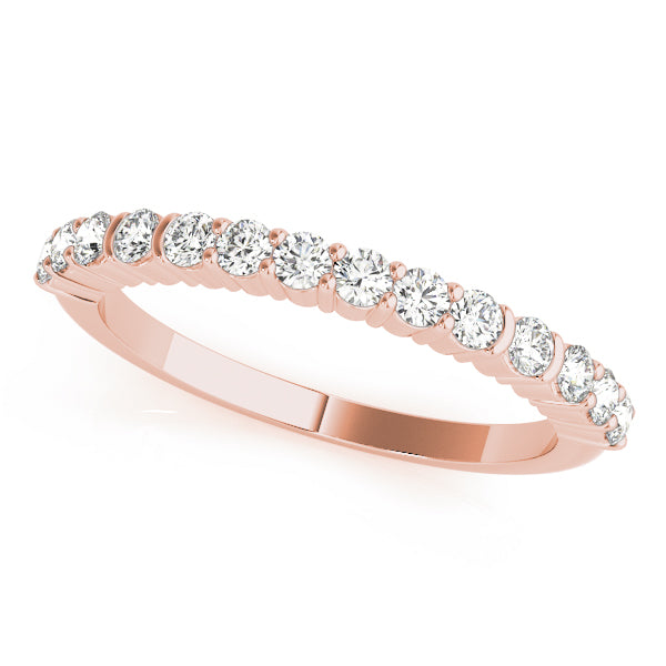 Single Row Prong Set Wedding Half Eternity Ring in Gold & Platinum