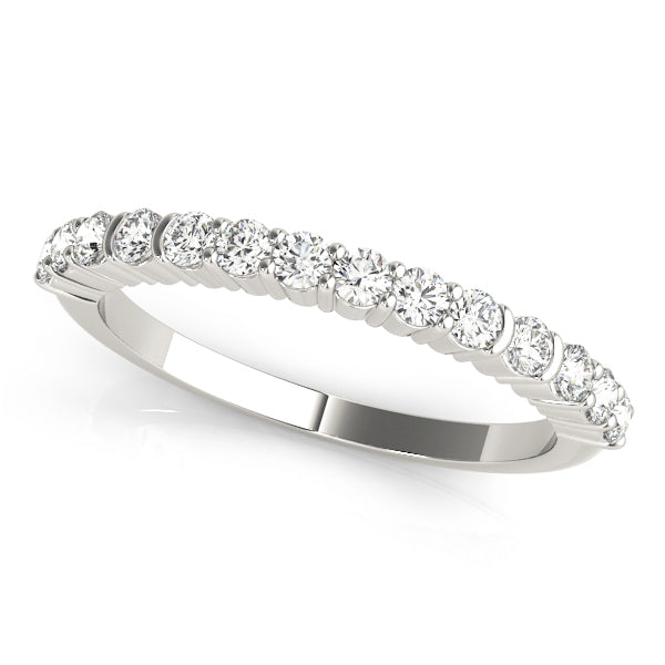 Single Row Prong Set Wedding Half Eternity Ring in Gold & Platinum