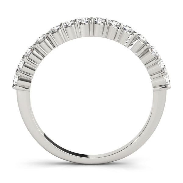 Single Row Prong Set Wedding Half Eternity Ring in Gold & Platinum