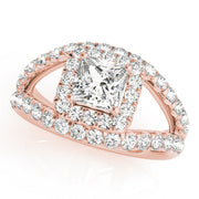 Couture Halo Princess Diamond Engagement Ring in 10K/14K gold and platinum with certified lab-grown or natural diamonds