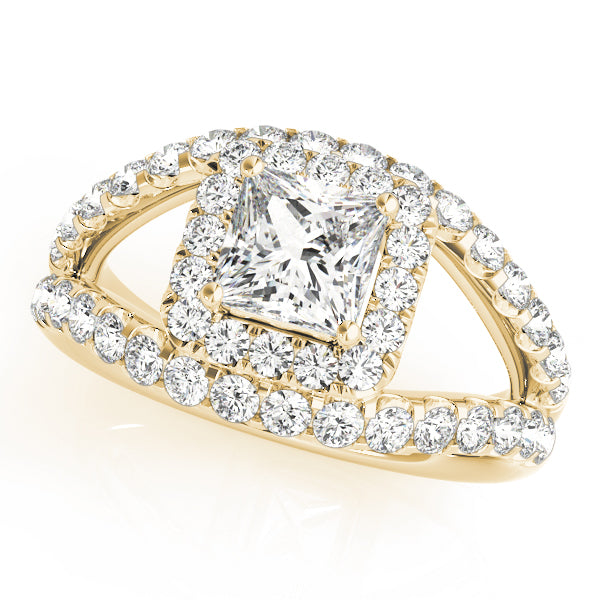 Couture Halo Princess Diamond Engagement Ring in 10K/14K gold and platinum with certified lab-grown or natural diamonds