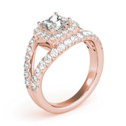 Couture Halo Princess Diamond Engagement Ring in 10K/14K gold and platinum with certified lab-grown or natural diamonds