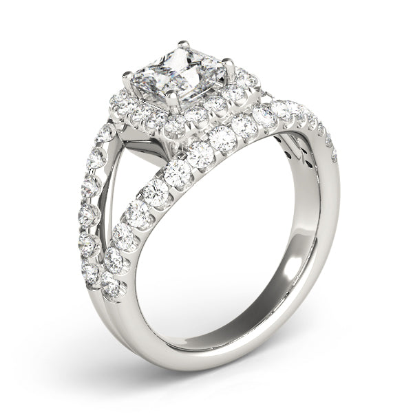 Couture Halo Princess Diamond Engagement Ring in 10K/14K gold and platinum with certified lab-grown or natural diamonds